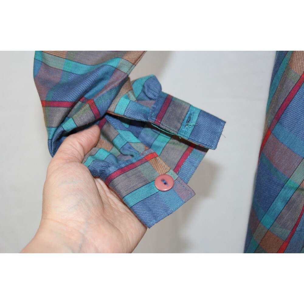 Vintage Jody California Multi Colored Plaid Hippie Prairie 80s Dress Sz 5/6 SM - Picture 8 of 15